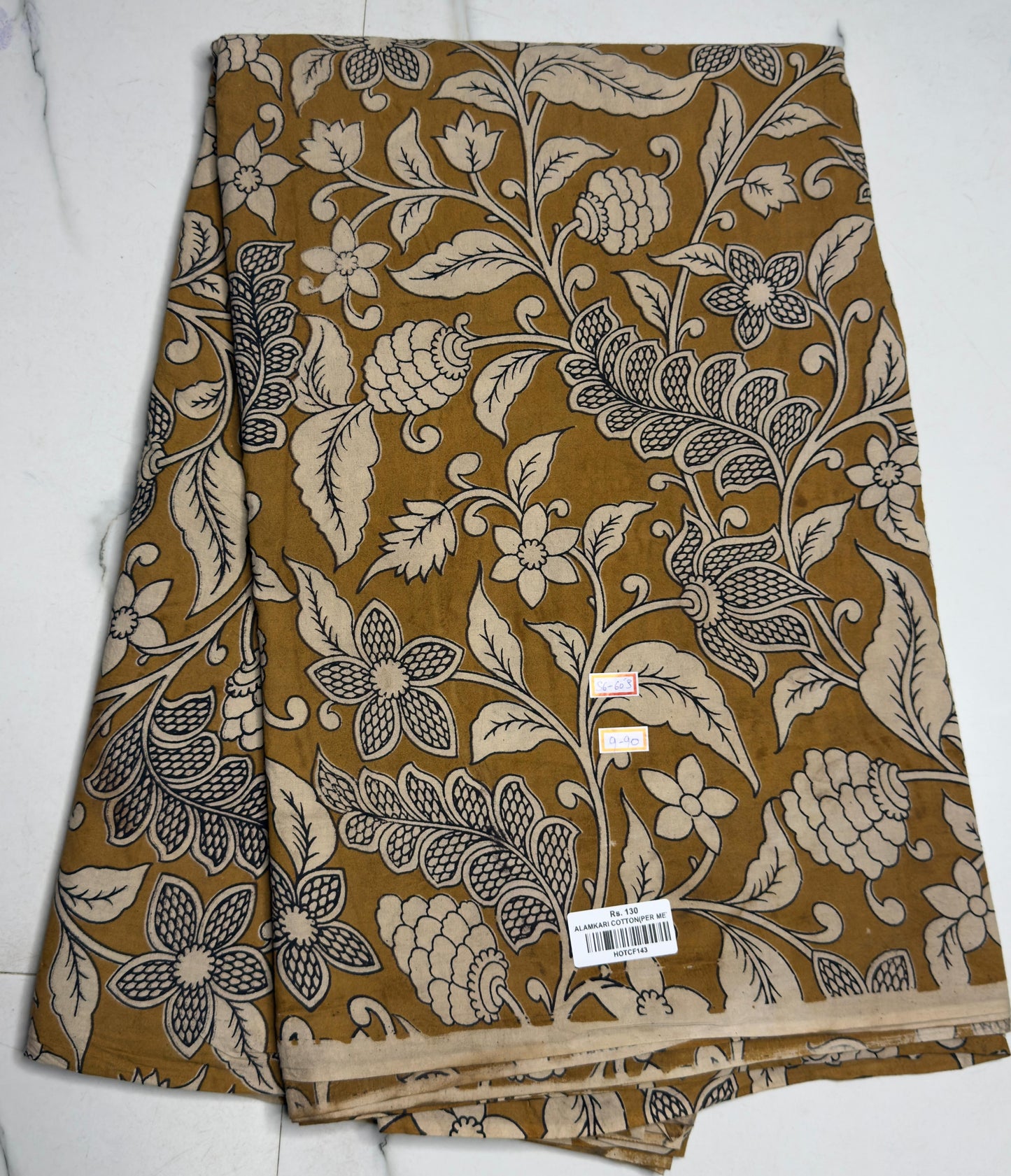 Kalamkari Cotton- Mustard (2.5 meters)