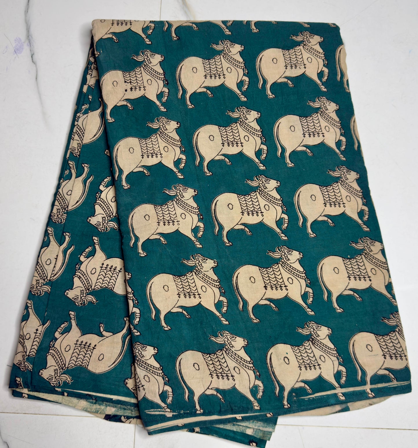 Pichwai Kalamkari Cotton- Dark Green (2.5 meters)