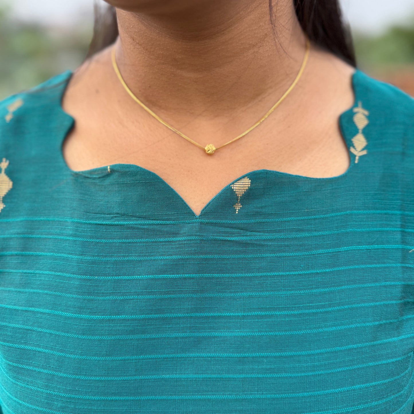 Raw silk Kurti- Teal Blue