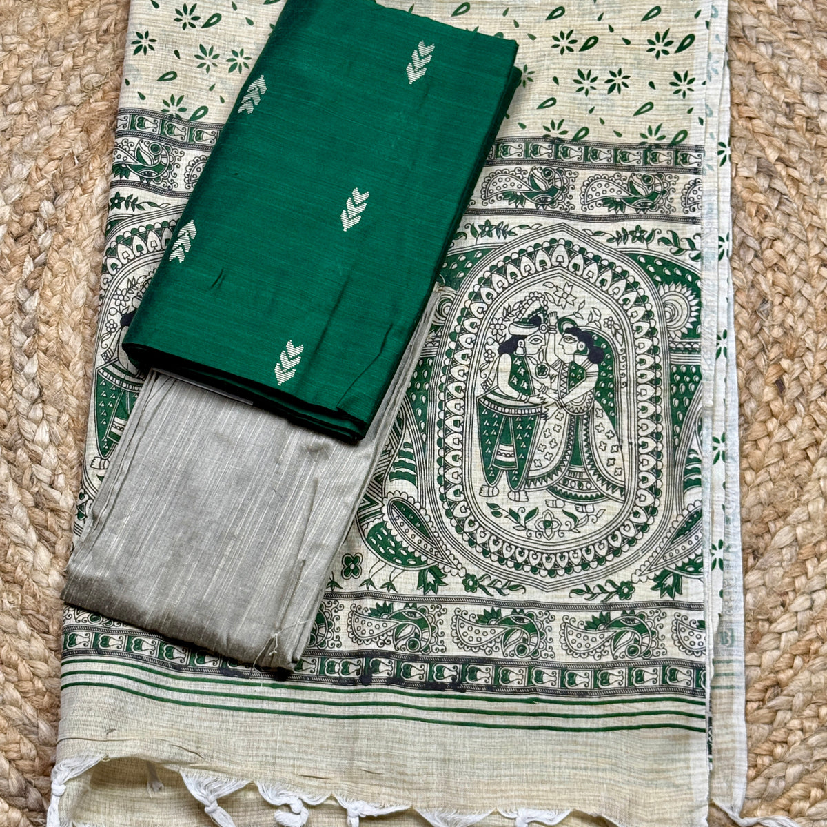 Raw Silk Suit Jute Dupatta