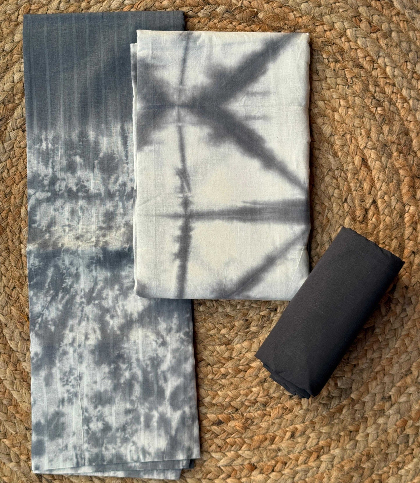 Grey- Shibori- Handloom Cotton- Salwar Material