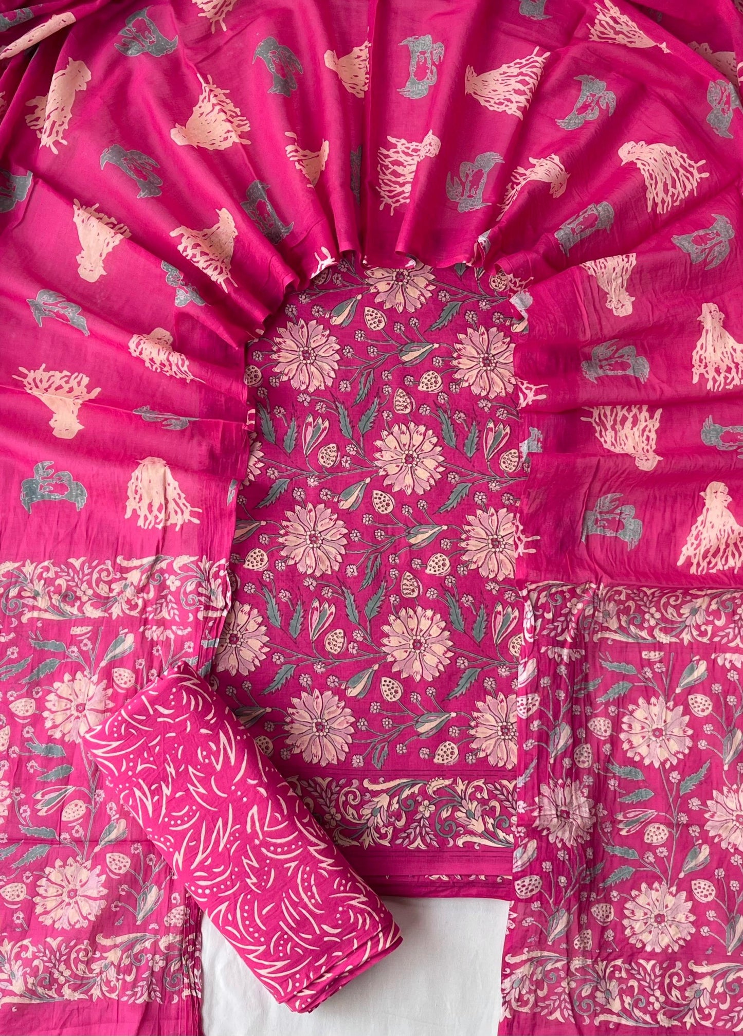 Hand block printed cotton suit with cotton Duptta HOTUSM451