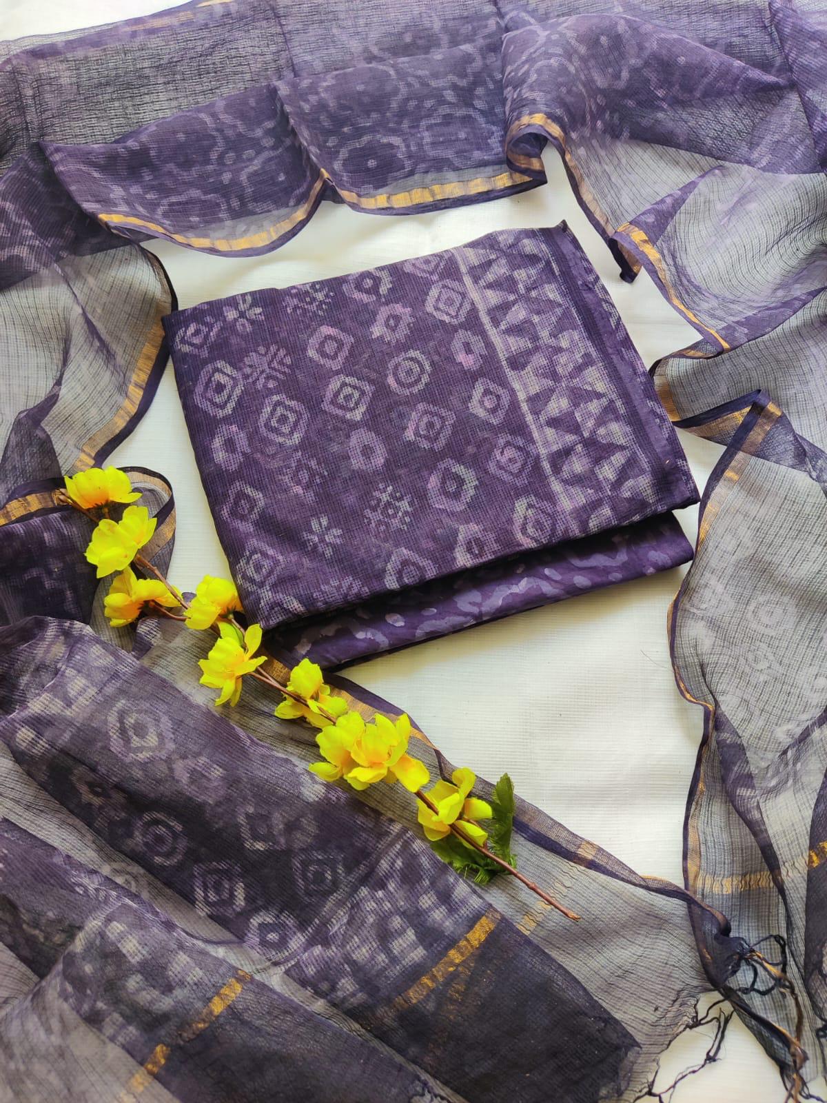 Hand block printed kota doriya suit HOTUSM466