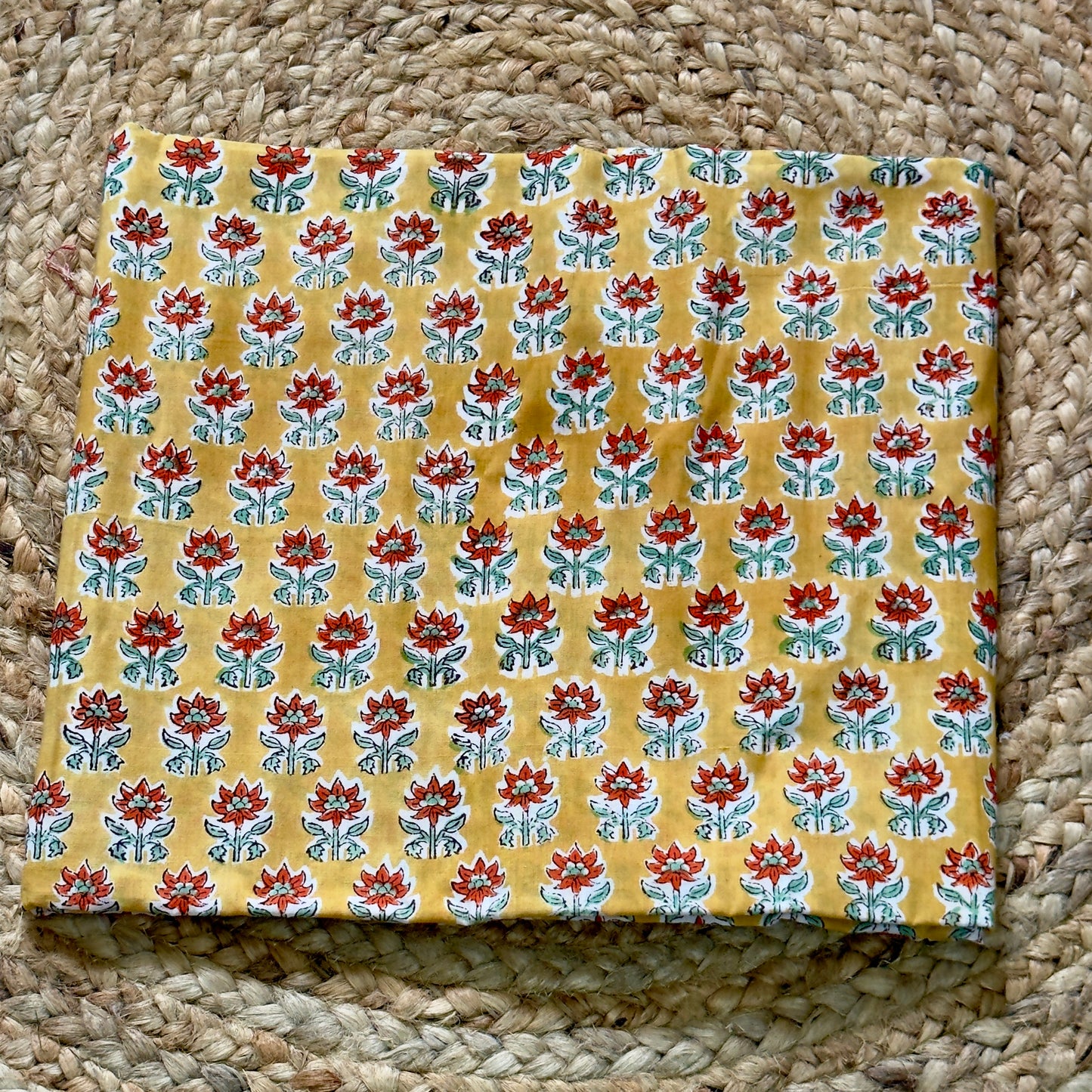 Handblock Cambric Cotton- Mustard Yellow