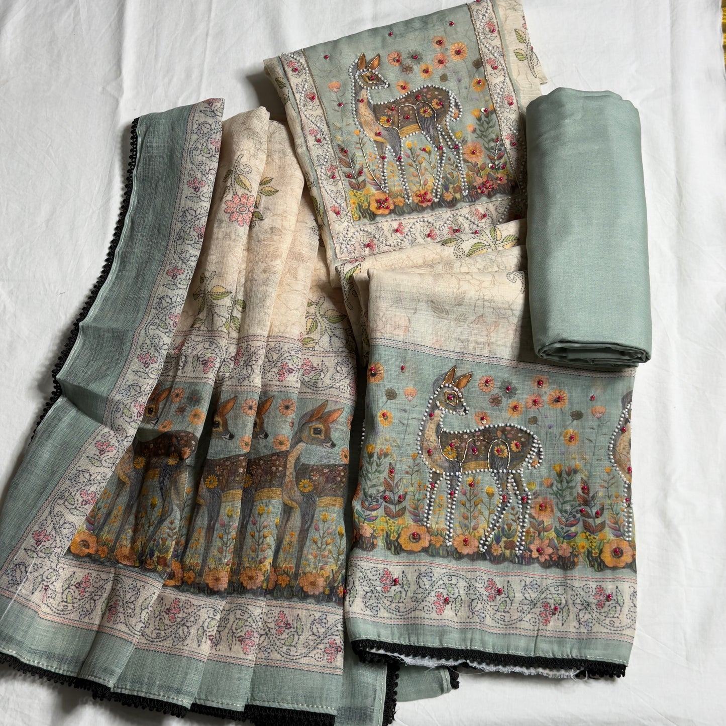 Deer 🦌 Linen Cotton Salwar Suit- Pista HOTUSM295