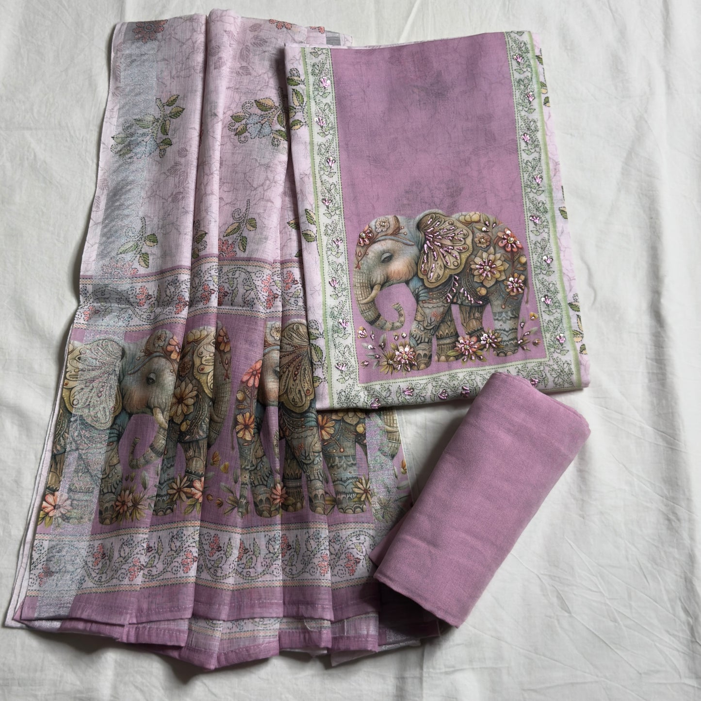Elephant π Linen Cotton Salwar Suit- Pink