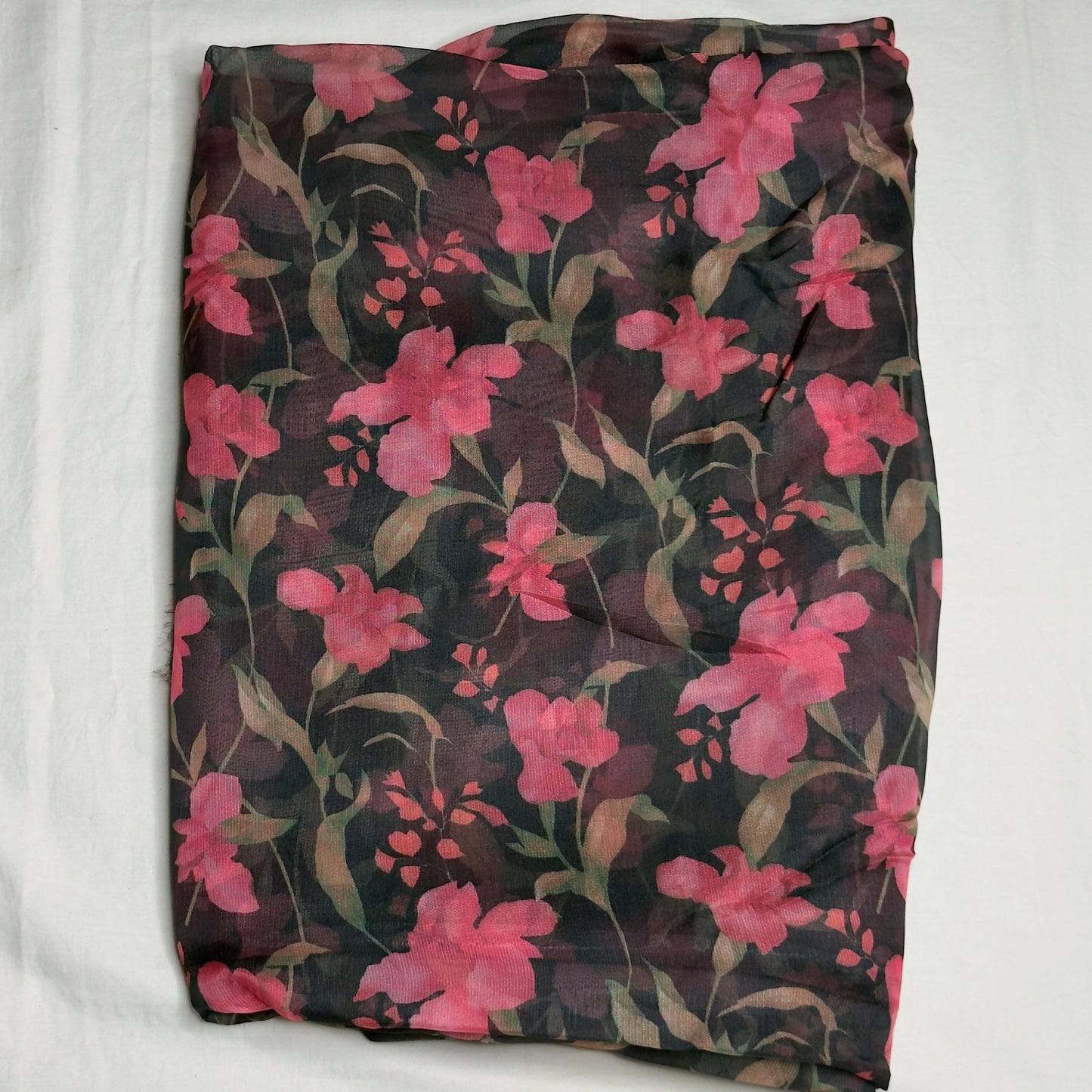 Black- Organza Floral Digital print