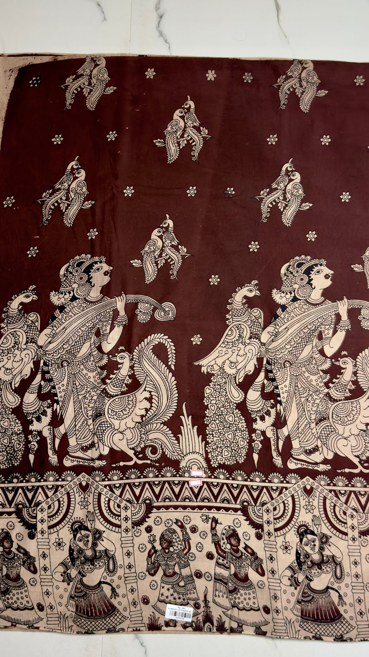 Pen Kalamkari Cotton- Brown (2.5 meters)