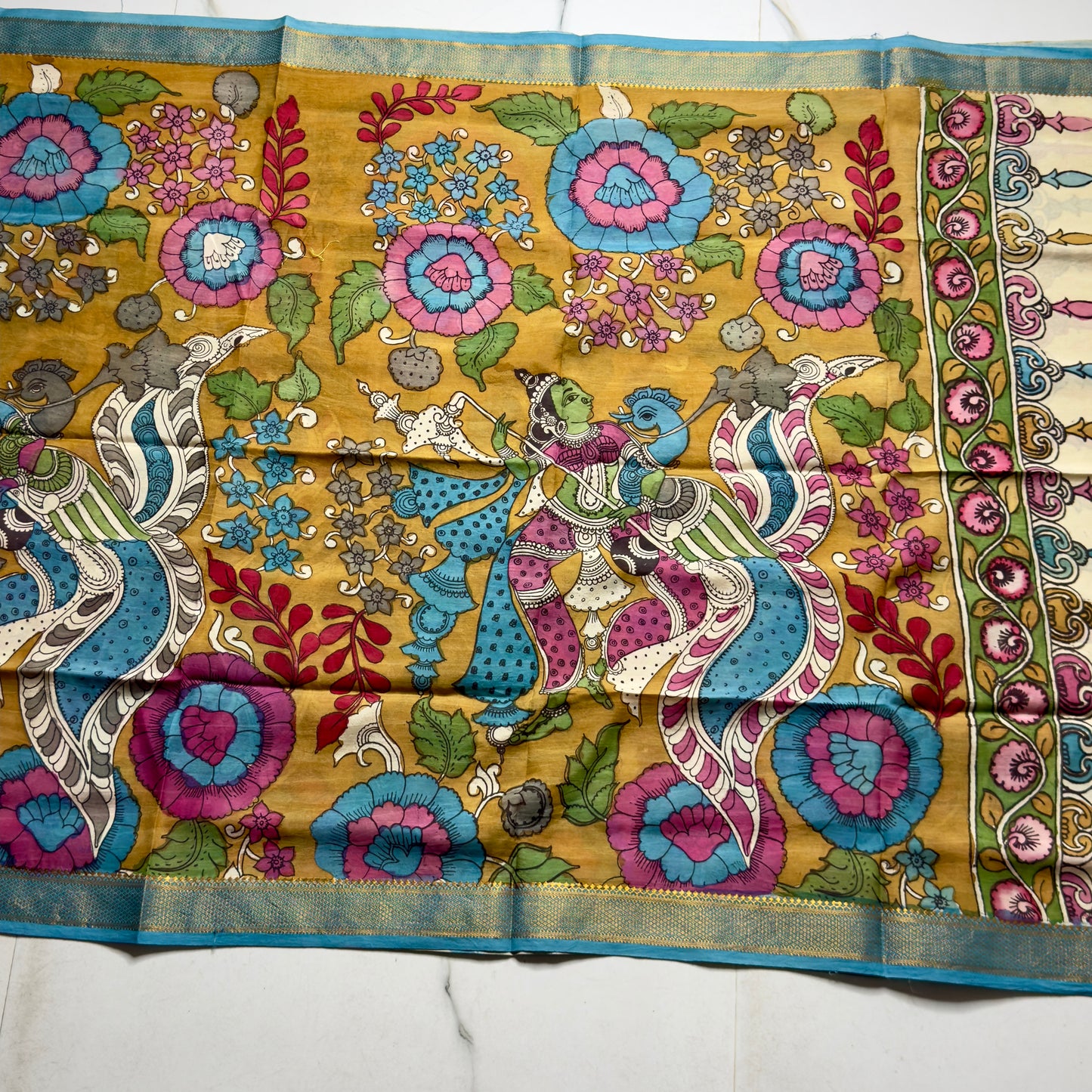 Pen Kalamkari + Pochampally Sico suit HOTUSM341