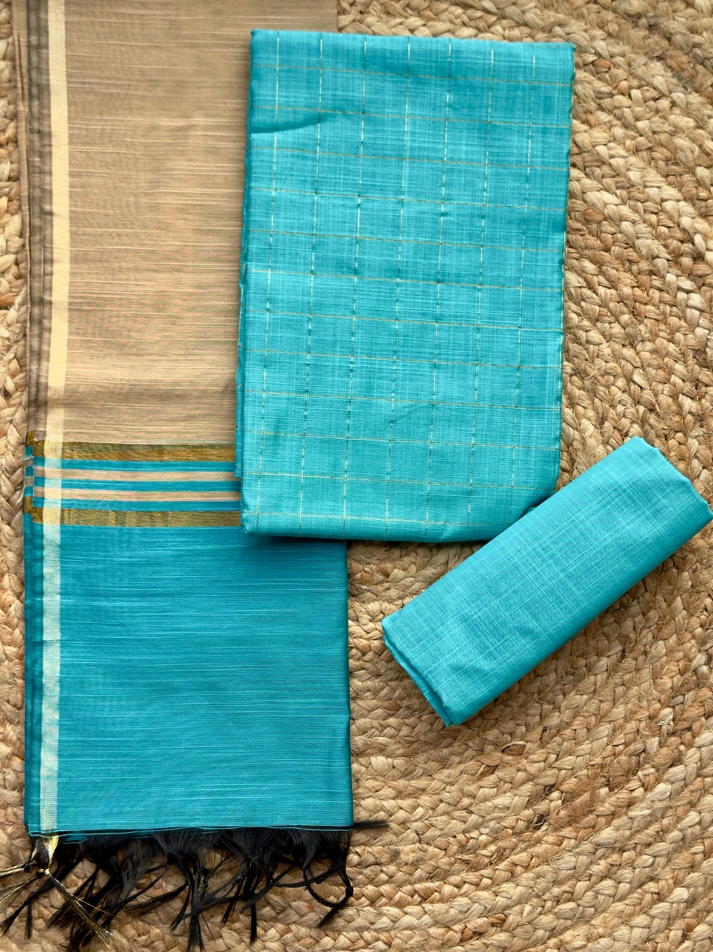 Sky Blue- Raw Silk Salwar Material