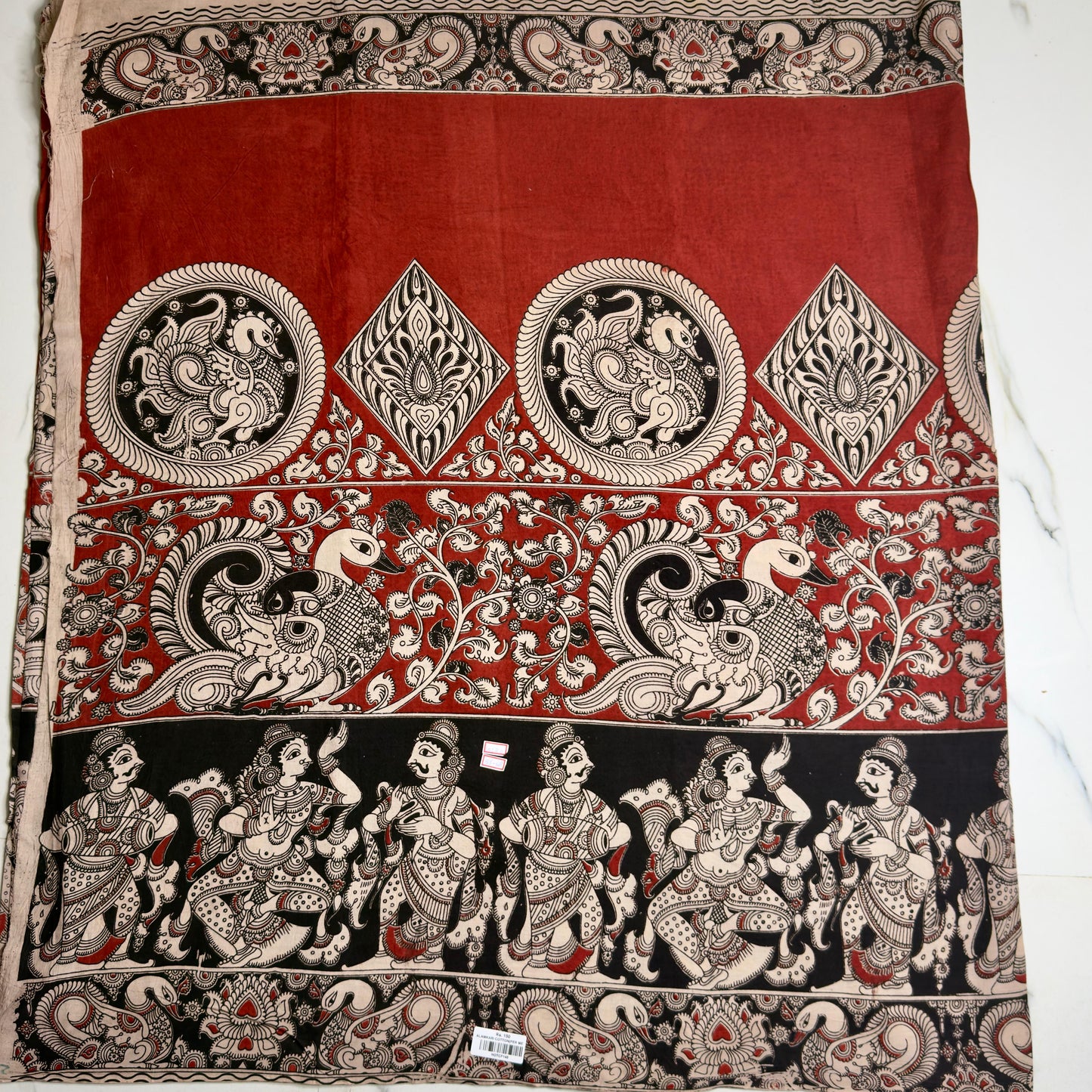 Pen Kalamkari Cotton- Maroon (2.5 meters)