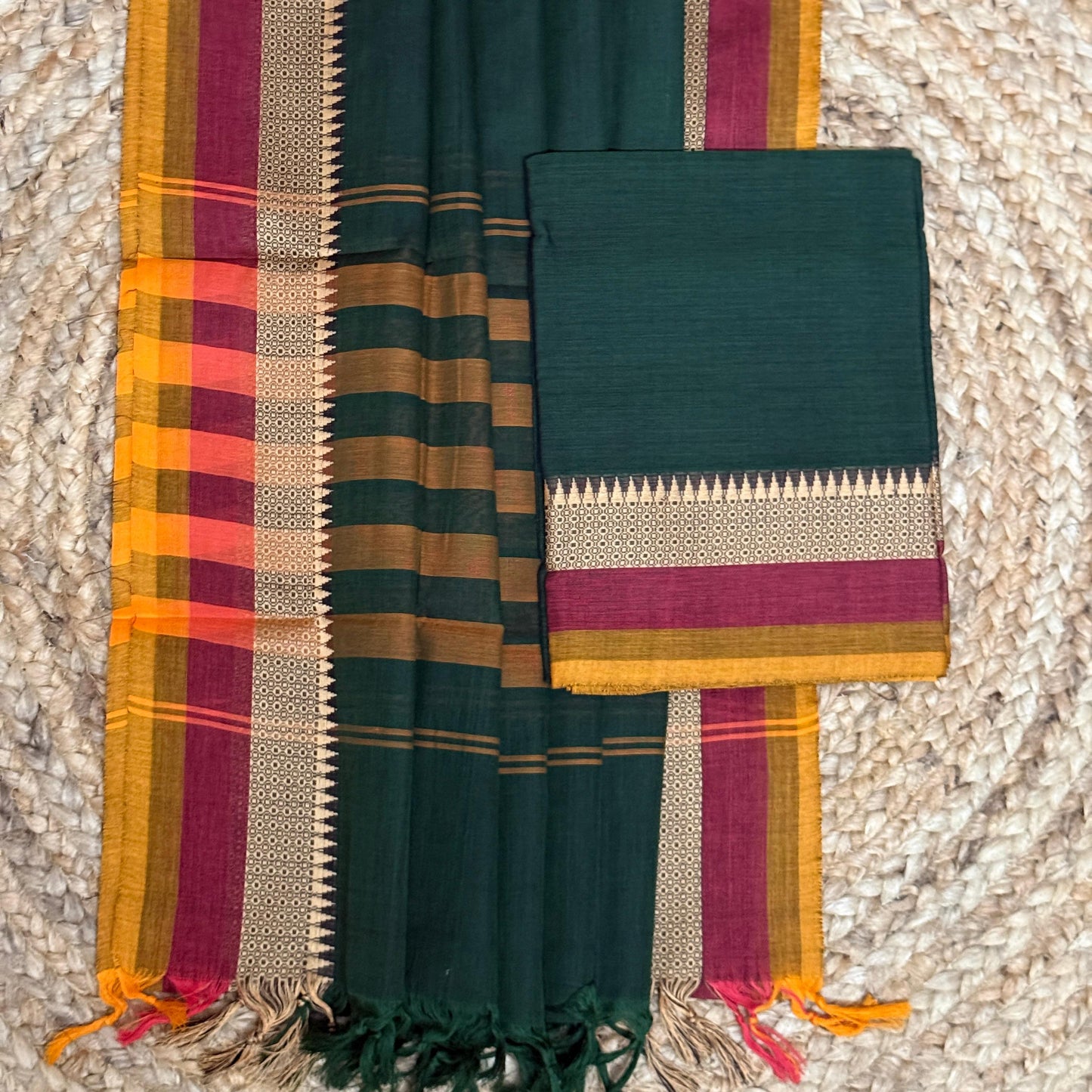 Chettinad Cotton Salwar Suit - Green HOTUSM234