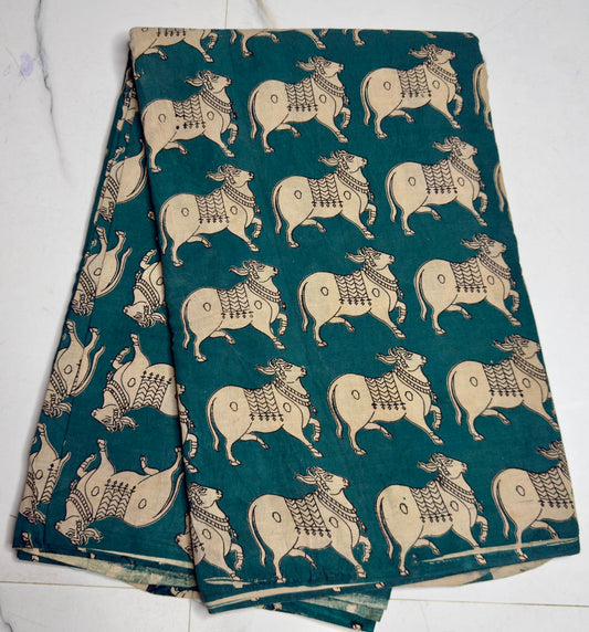Pichwai Kalamkari Cotton- Dark Green (2.5 meters)