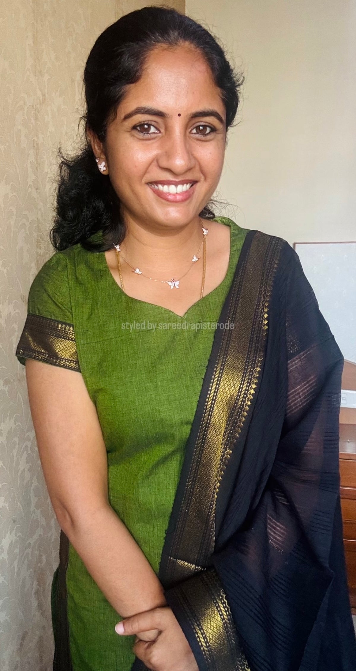 Mangalagiri Salwar Suit- Olive green Black