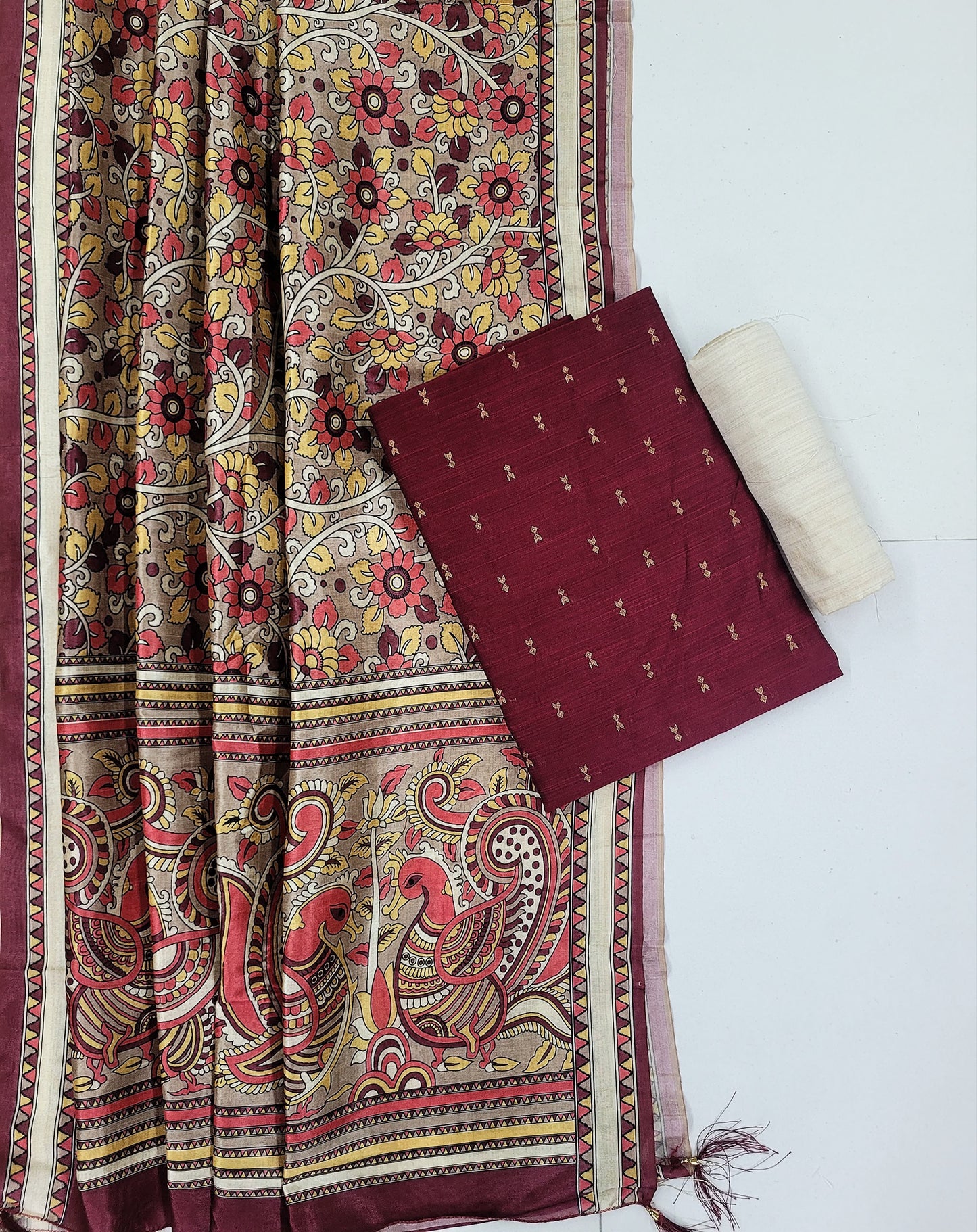 Raw Silk Suit Kalamkari Dupatta HOTUSM443