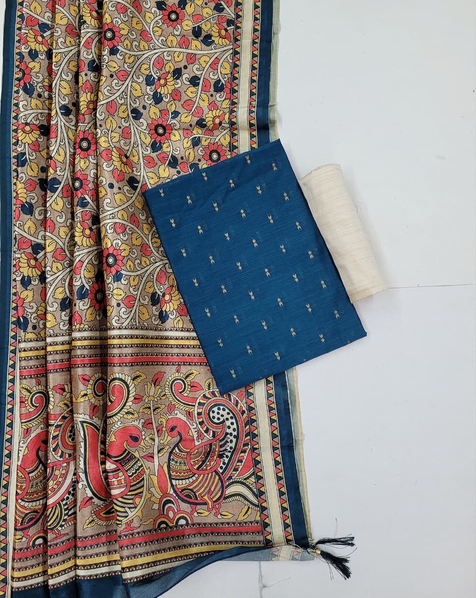 Raw Silk Suit Kalamkari Dupatta HOTUSM442