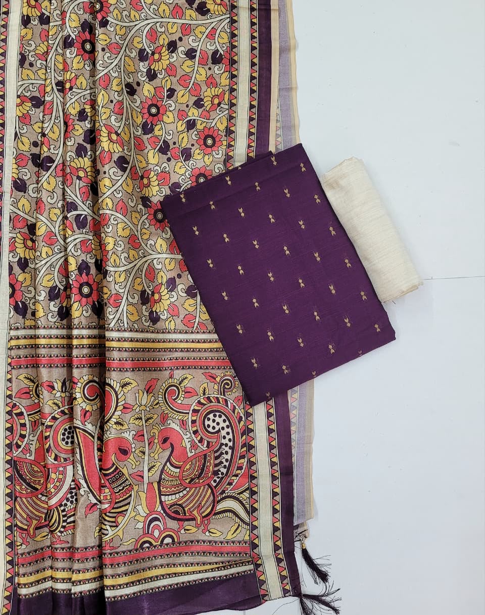 Raw Silk Suit Kalamkari Dupatta HOTUSM440