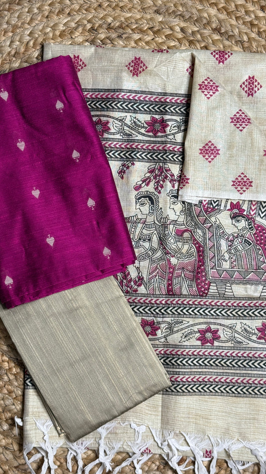 Raw Silk Suit Jute Dupatta