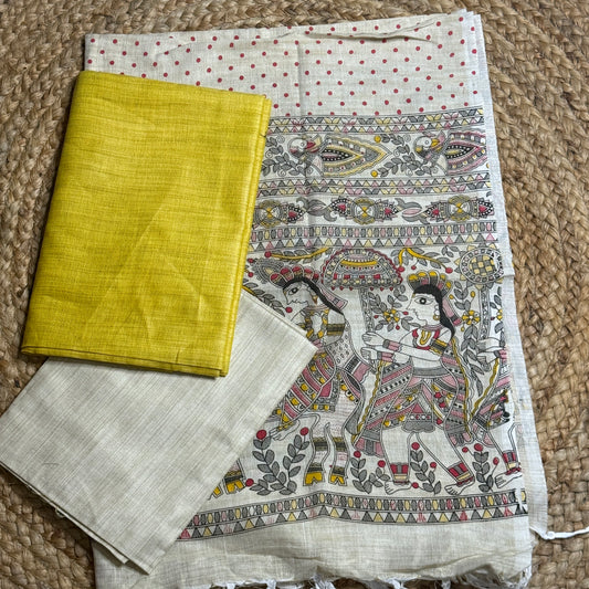 Dupion Madhubani suit