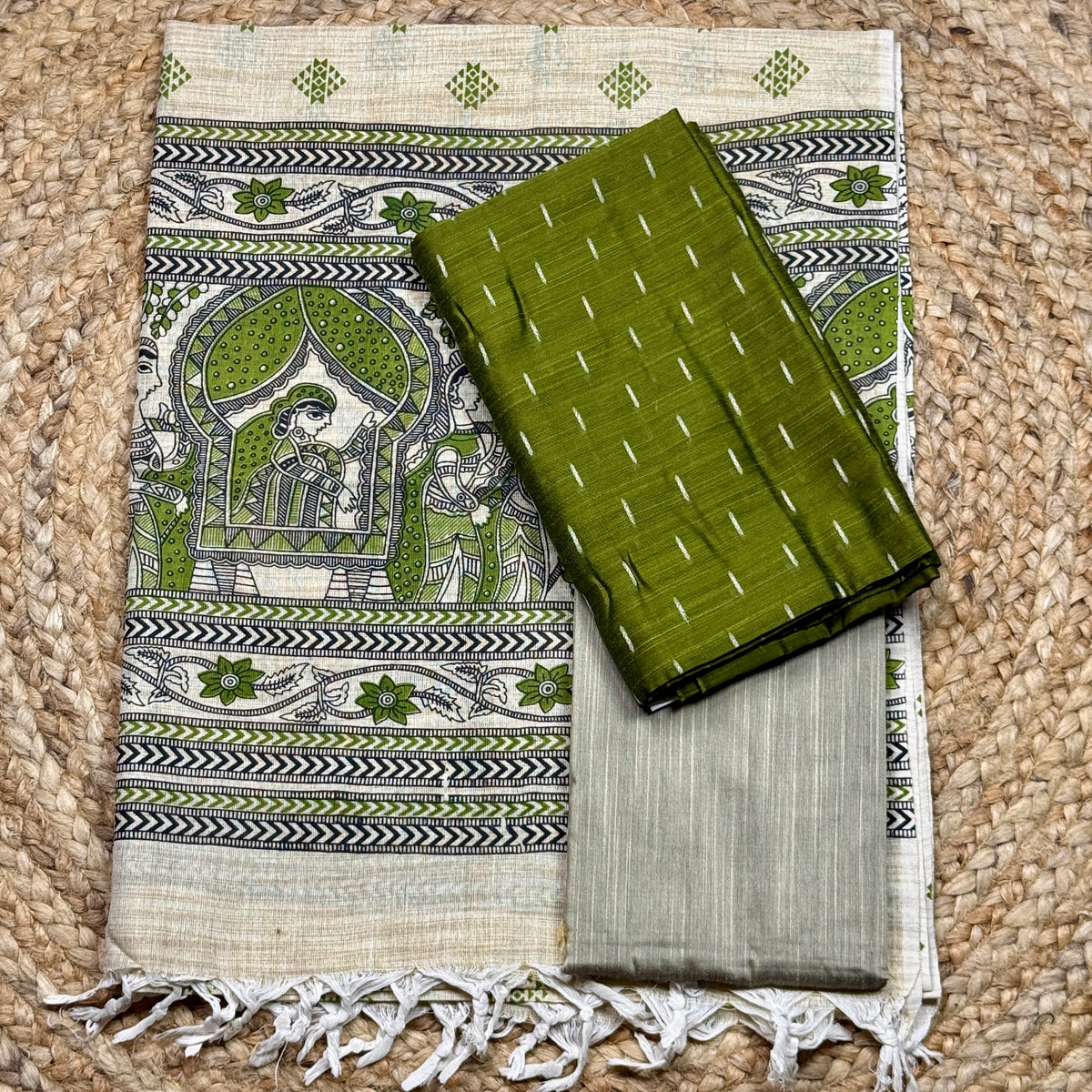 Raw Silk Suit Jute Dupatta