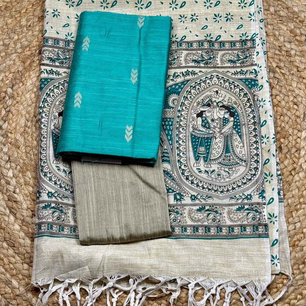 Raw Silk Suit Jute Dupatta