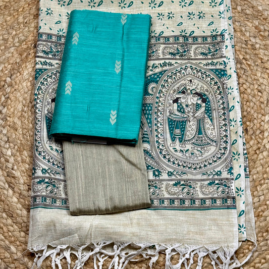 Raw Silk Suit Jute Dupatta