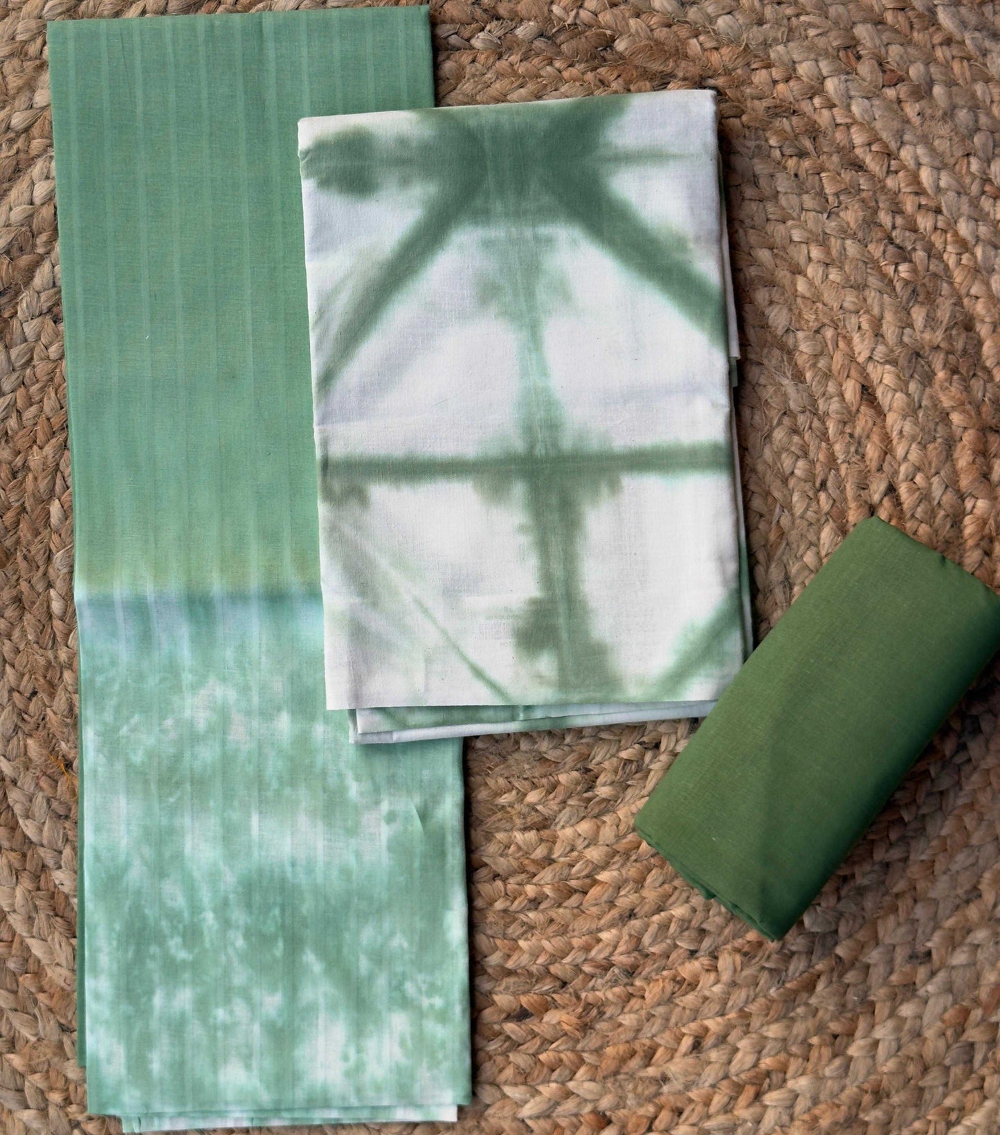Green - Shibori- Handloom Cotton- Salwar material
