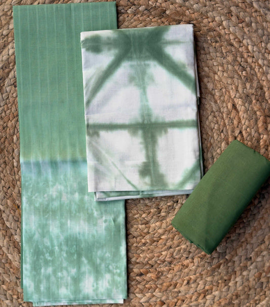 Green - Shibori- Handloom Cotton- Salwar material