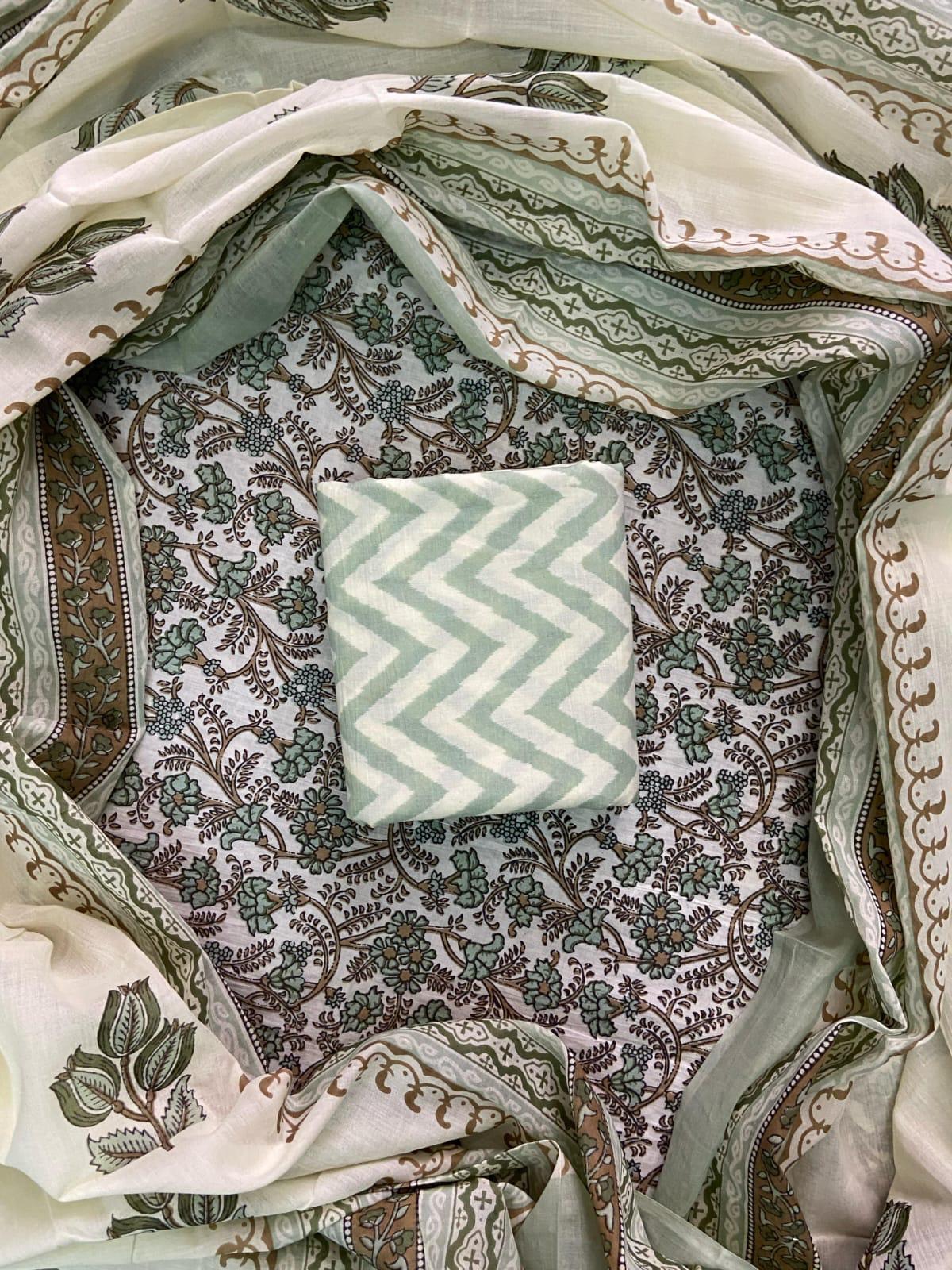 Hand block printed cotton suit with cotton Duptta HOTUSM447