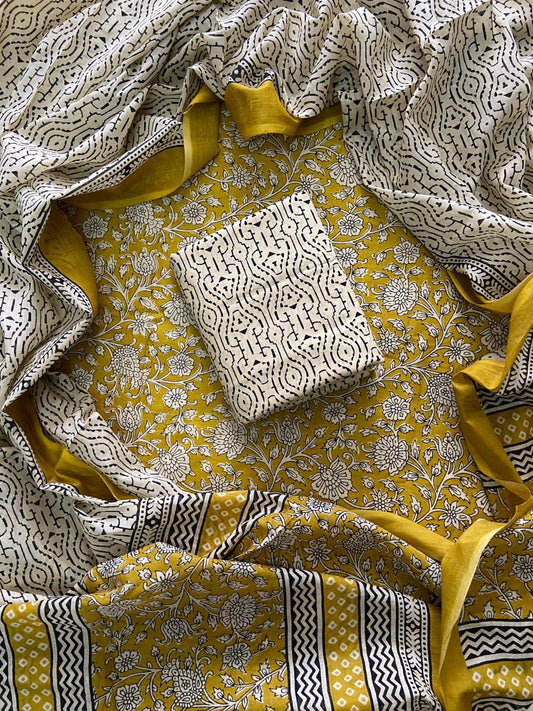 Hand block printed cotton suit with cotton Duptta HOTUSM448