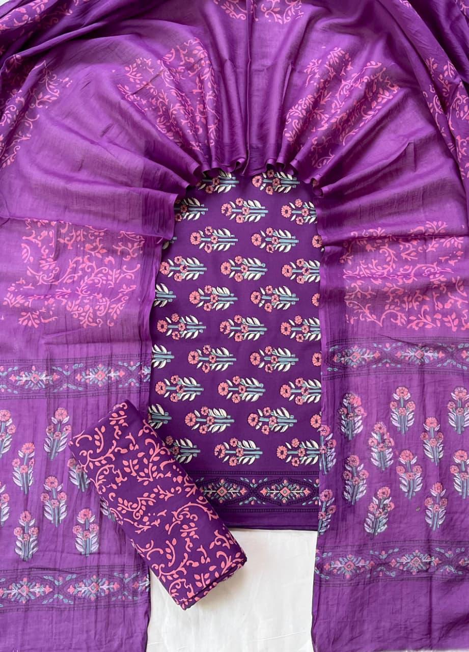 Hand block printed cotton suit with cotton Duptta HOTUSM446