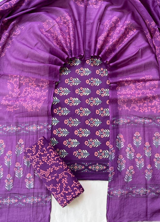 Hand block printed cotton suit with cotton Duptta HOTUSM446