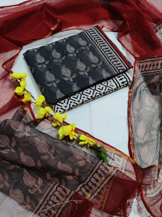 Hand block printed kota doriya suit HOTUSM462