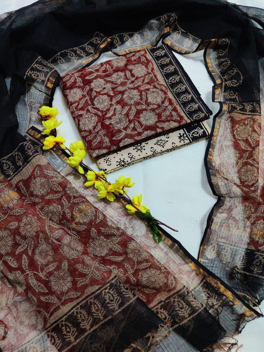 Hand block printed kota doriya suit HOTUSM465