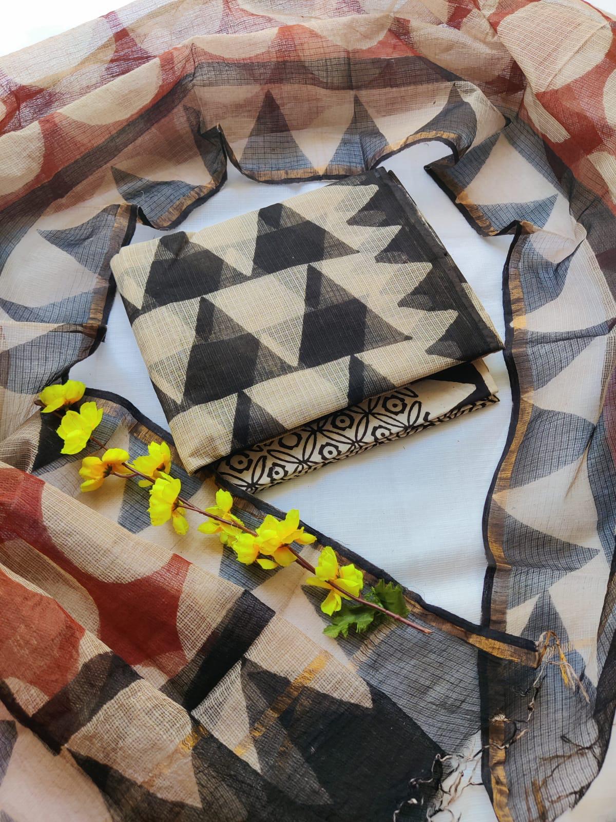 Hand block printed kota doriya suit HOTUSM464