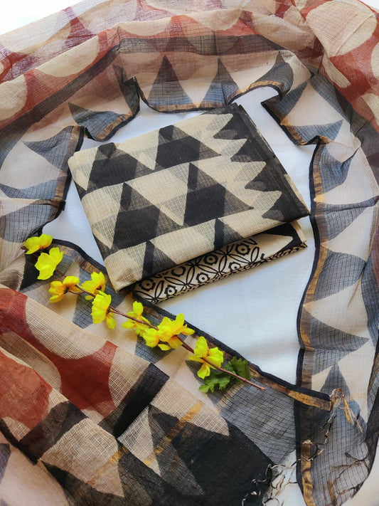 Hand block printed kota doriya suit HOTUSM464