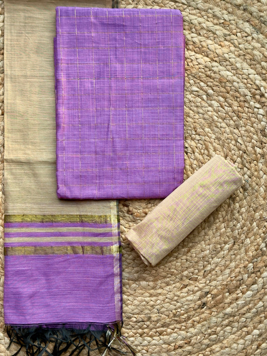 Lilac- Raw Silk Salwar Material