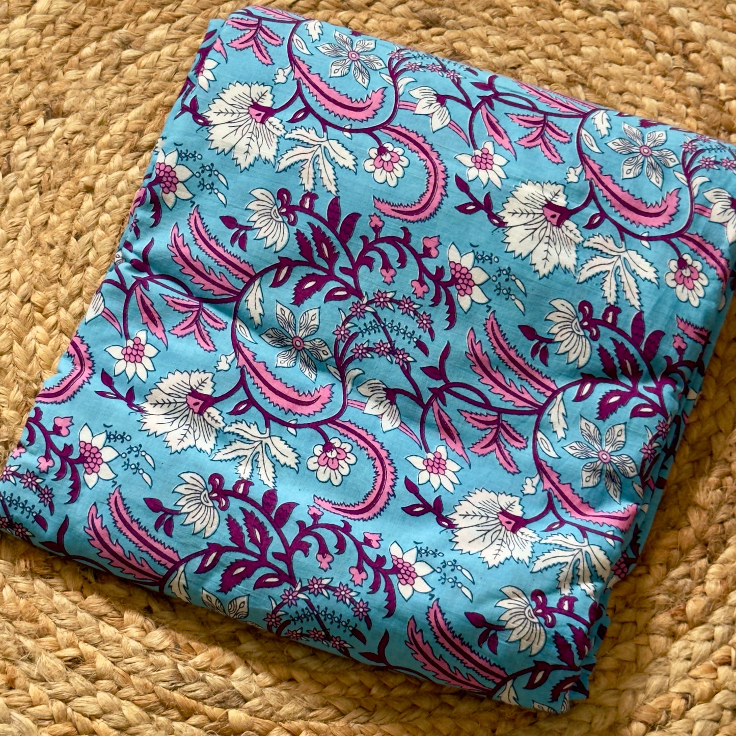 Cambric cotton-Sky Blue Floral