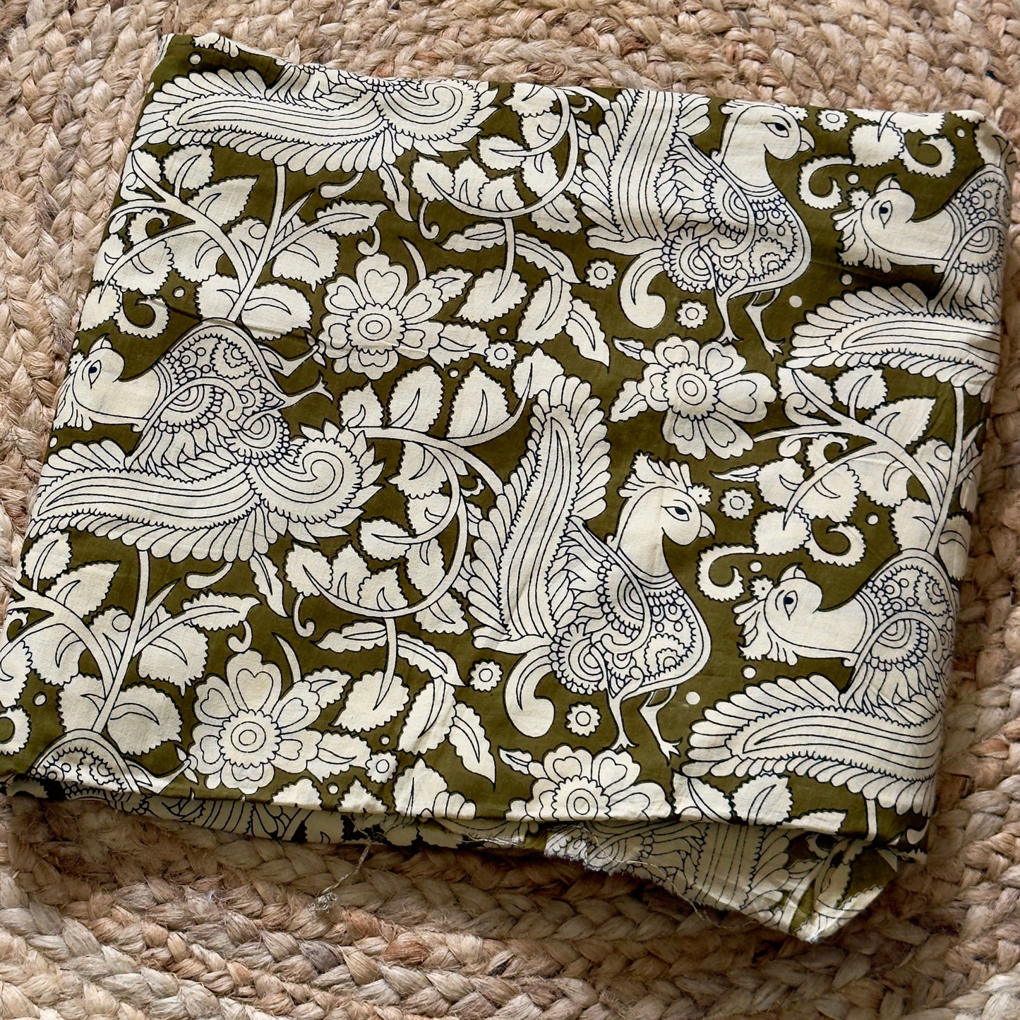 Kalamkari Cambric cotton-Olive Green