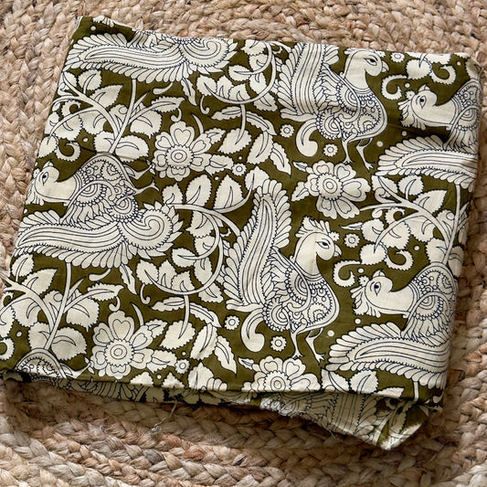 Kalamkari Cambric cotton-Olive Green