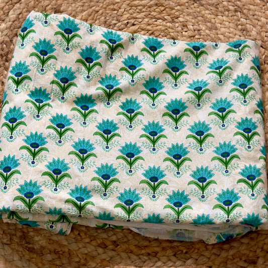 Handblock Cambric Cotton- White Blue