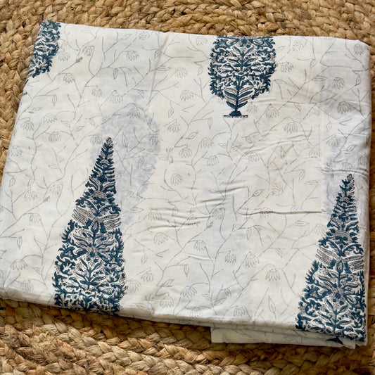 Handblock Cambric Cotton- White