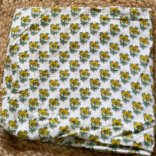 Cotton- Handblock- White Yellow