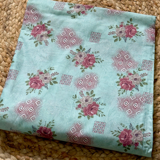 Cambric cotton- Sage green Floral print