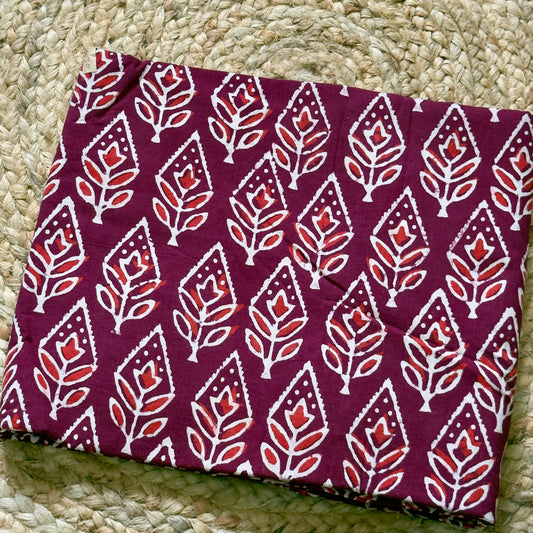 Handblock Cambric Cotton- wine