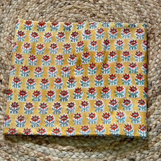 Handblock Cambric Cotton- Mustard Yellow