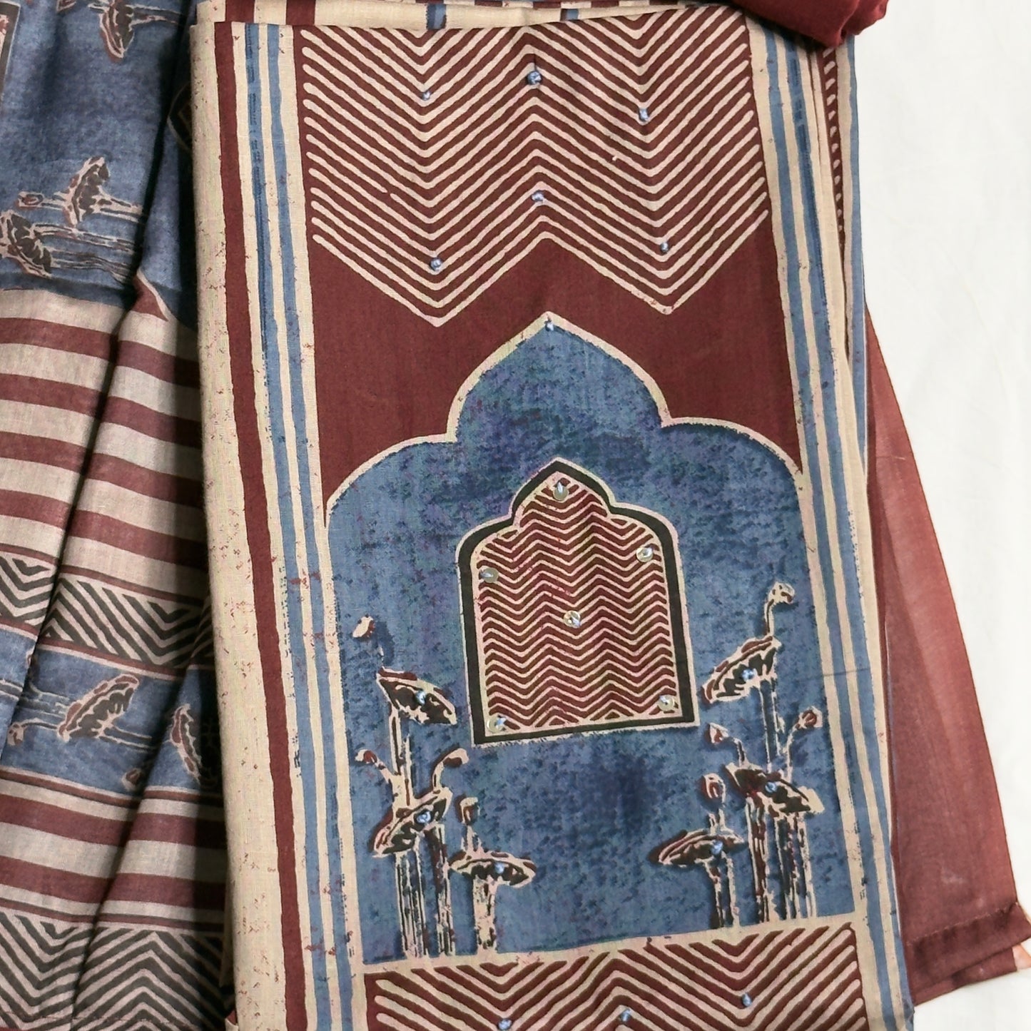 Ajrak Cotton Salwar Suit- Brown