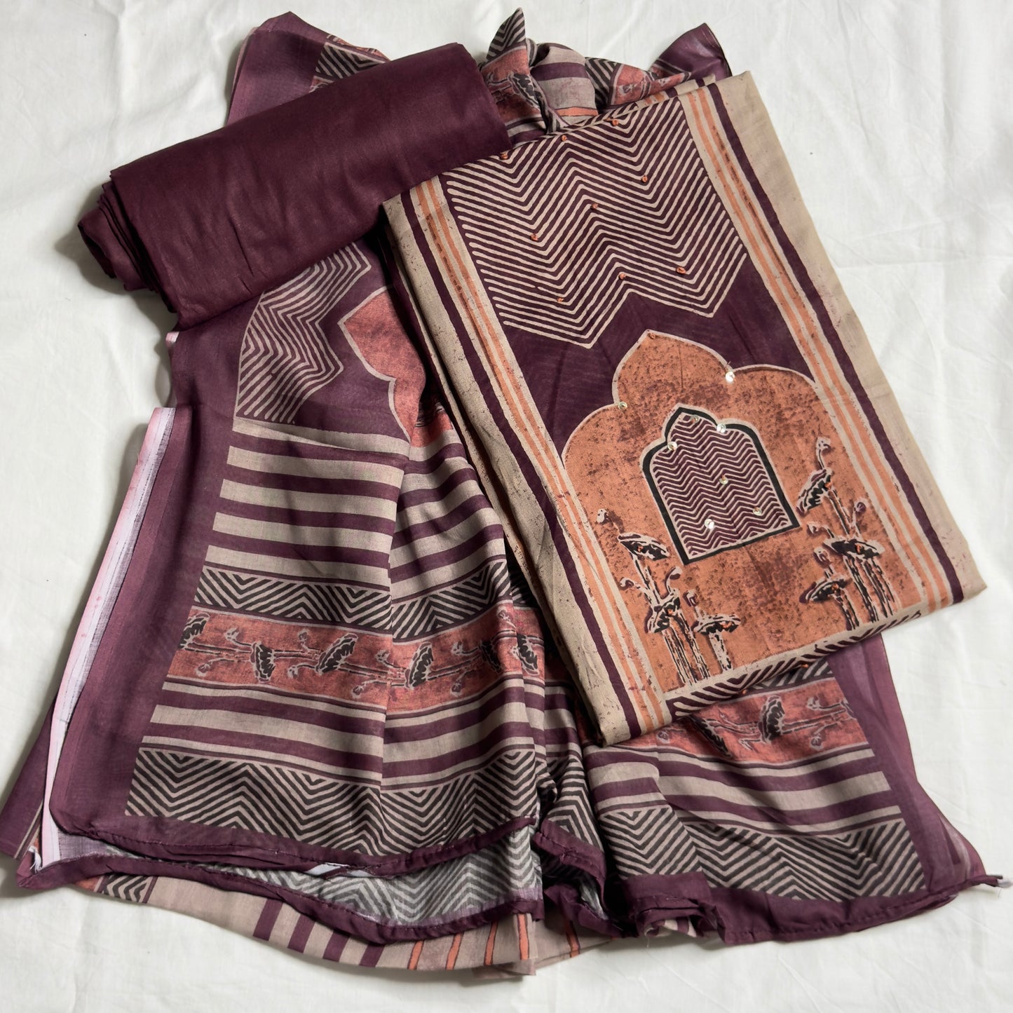 Ajrak Cotton Salwar Suit- Maroon HOTUSM282