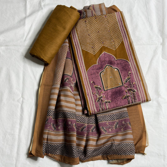 Ajrak Cotton Salwar Suit- Mustard HOTUSM287
