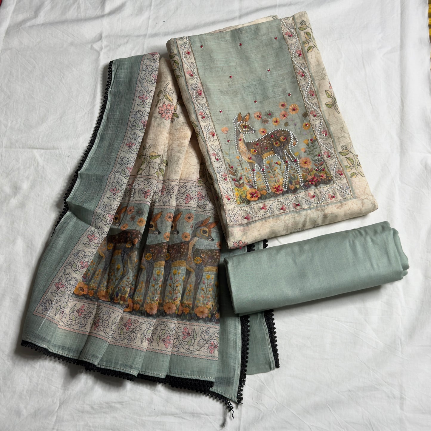 Deer 🦌 Linen Cotton Salwar Suit- Pista HOTUSM295